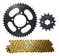KIT TRANSMISION YAMAHA YBR 125 '03/05 CON CADENA DORADA