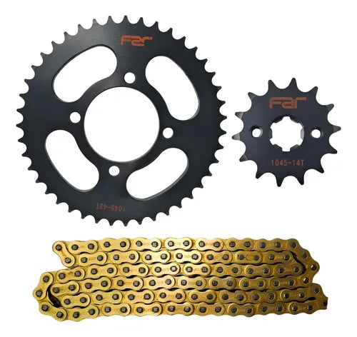 KIT TRANSMISION YAMAHA YBR 125 '03/05 CON CADENA DORADA