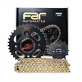 KIT TRANSMISION NEW WAVE 110 S 37/14 NEGRO CON CADENA DORADA